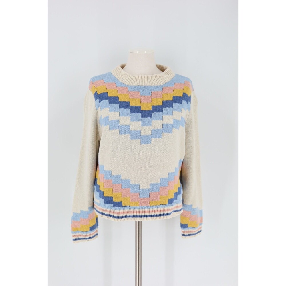 Callahan Anthropologie Della Patterned Multi Color Sweater Women Size Medium